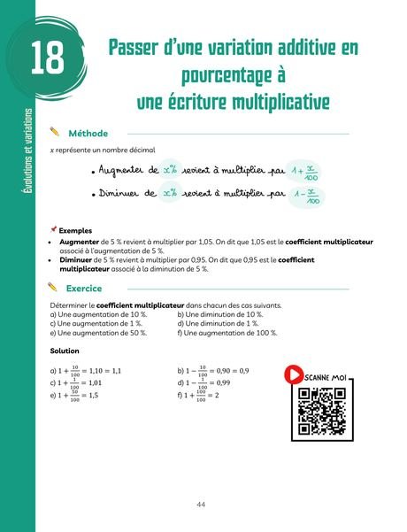 Fiche 18 : Passer d’une variation additive en pourcentage à une écriture multiplicative