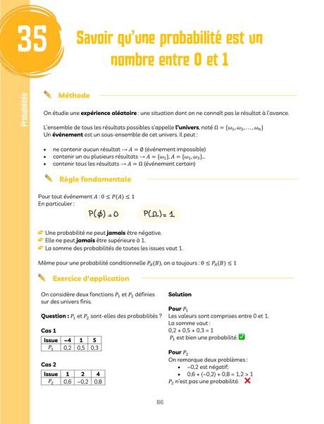 Fiche 35 : Savoir qu’une probabilité est un nombre entre 0 et 1
