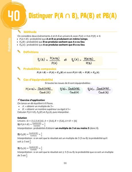 Extrait : Distinguer P(A ∩ B), PA(B) et PB(A)