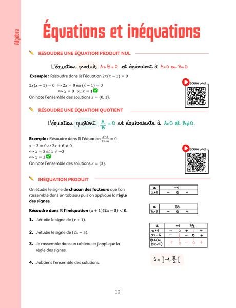 Fiche « Équations et inéquations »