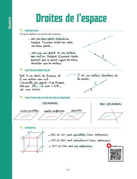 Extrait des fiches magiques : Droites de l'espace
