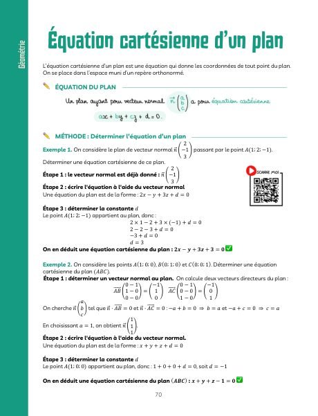 Fiche « Équation cartésienne d'un plan »