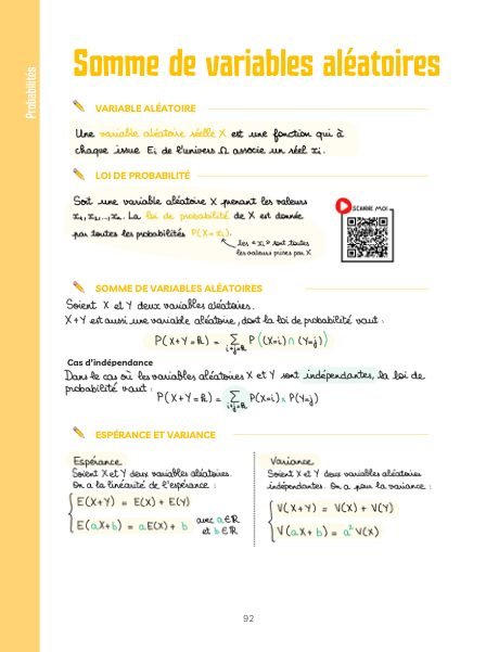 Extrait des fiches magiques : Somme de variables aléatoires