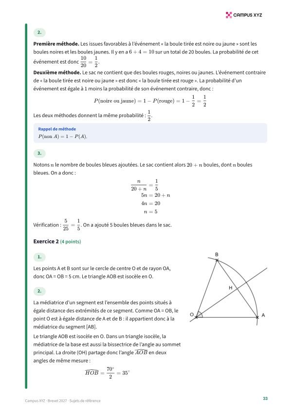 Page du corrigé des sujets de référence 2027