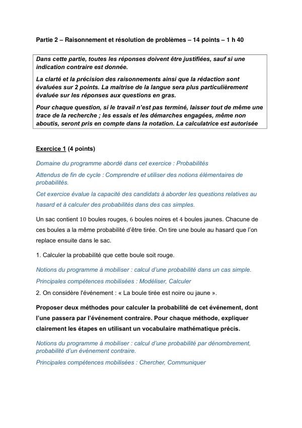 Sujet n° 2, partie 2
