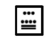Nombre maya à deux étages : en haut trois points ; en bas deux traits surmontés de quatre points (2 traits et 4 points).