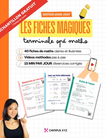 Couverture de l'échantillon gratuit des fiches magiques Terminale spé maths