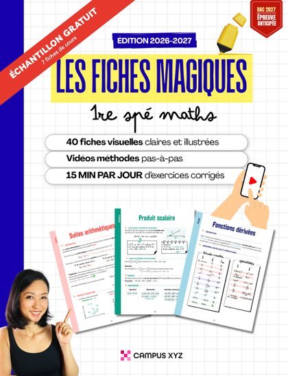 Couverture de l'échantillon gratuit des fiches magiques 1re spé maths