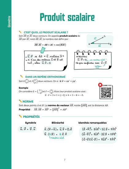 Échantillon des fiches magiques 1re spé maths : Produit scalaire